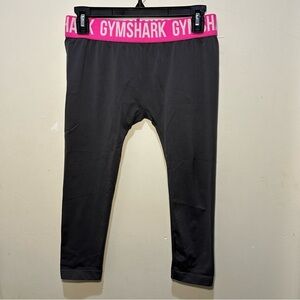 Gymshark Gray & Pink Waistband Nylon Capris Leggings Size Small